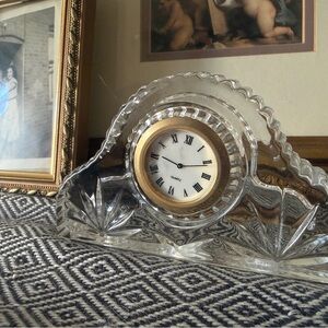 Princess House Crystal and Gold Clock one world